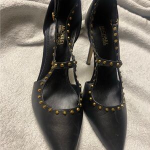 Michael Kors Black Heels with Gold Studs